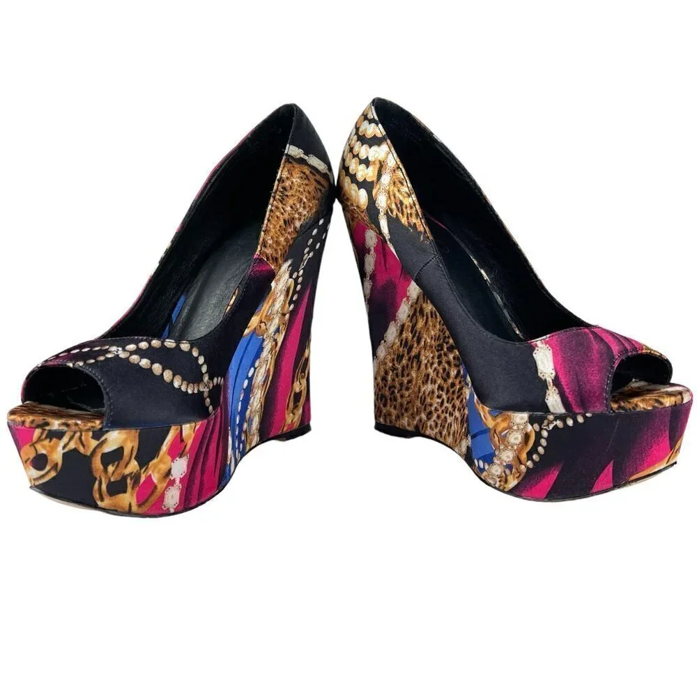 Aldo Torregrosa Peep Toe Platform Satin Wedge Women's Size 36 - Picture 7 of 11